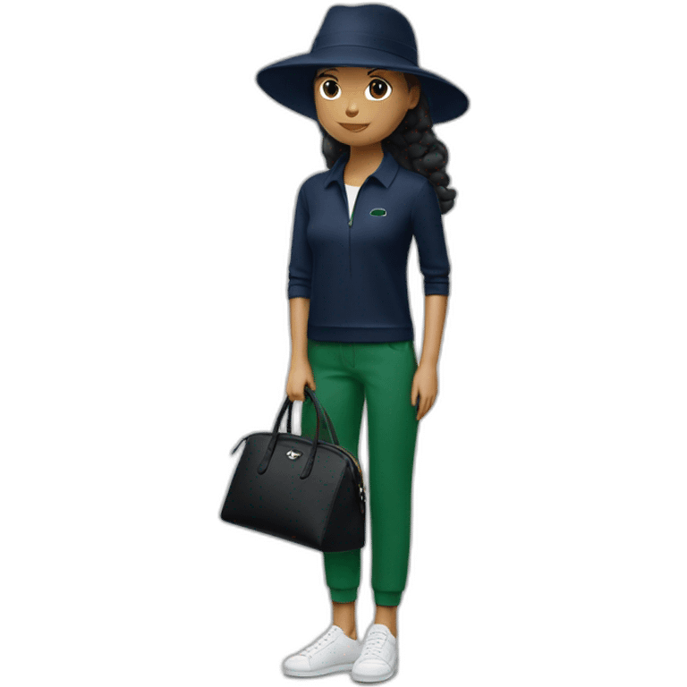 Lacoste bag girl with black lacoste hat emoji