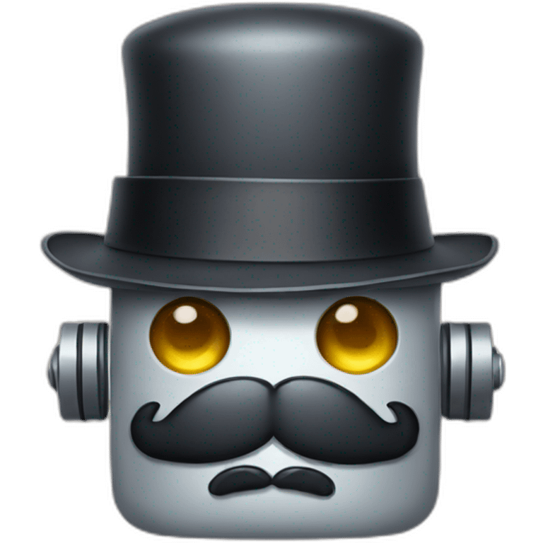 robot with one eye a mustache a bowler hatses emoji