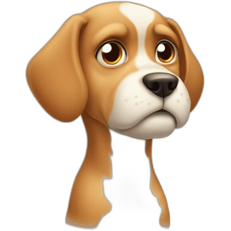 dog frowning while looking at a cat, funny art style emoji