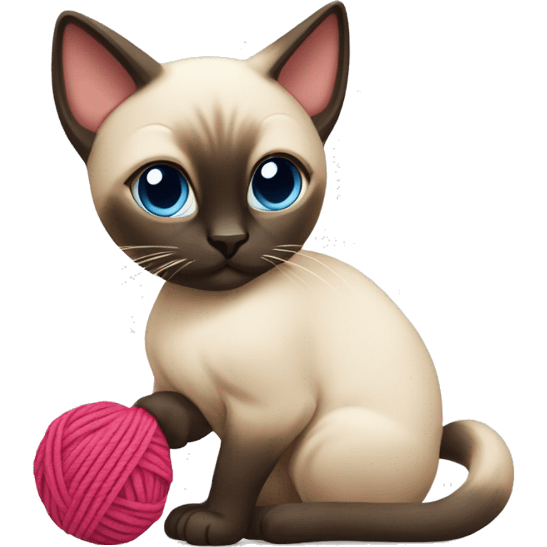 Siamese cat playing with a yarn ball emoji