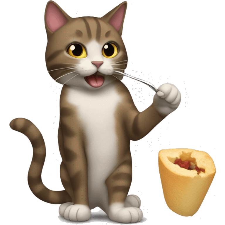 Cat eating a baqeute emoji