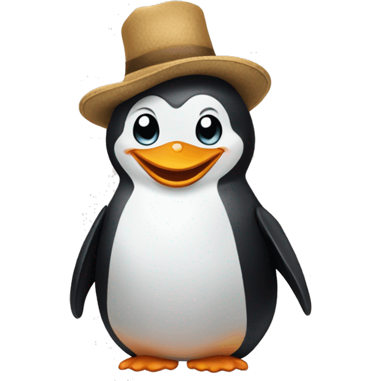 laughing penguin in a hat emoji