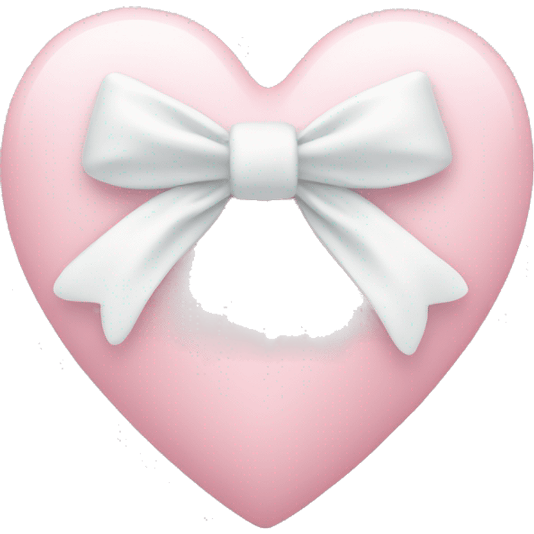 Pastel pink heart with white bow emoji