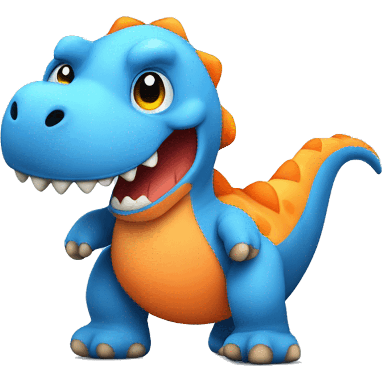 Fat Plush Blue Dinosaur with orange spine Spieks Waving  emoji