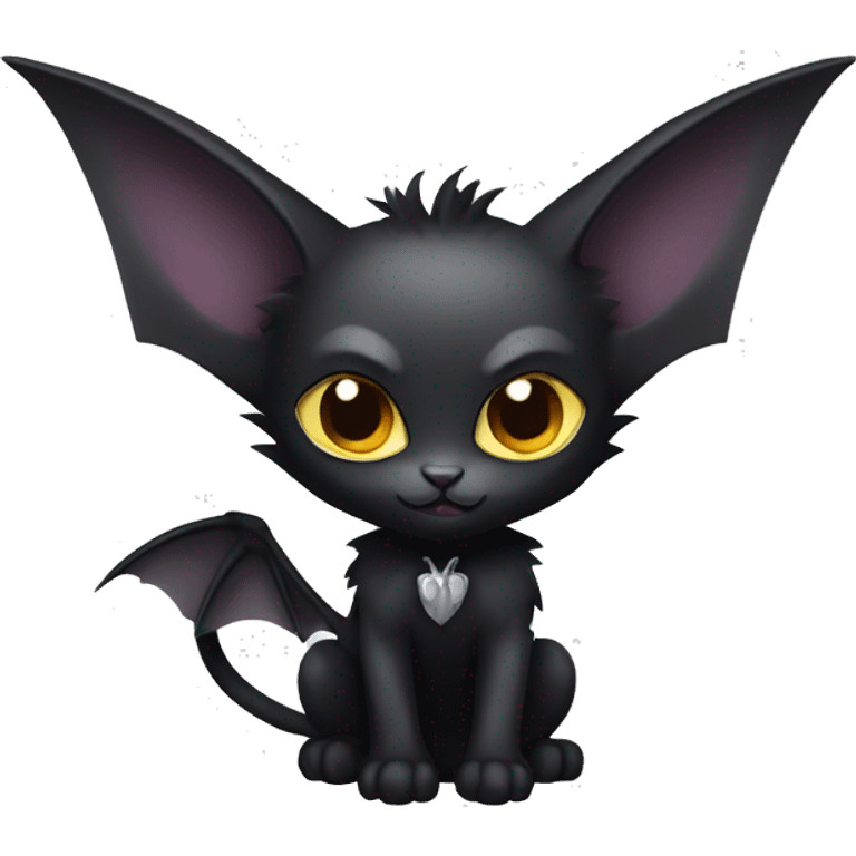 Black-Vampire-Batty-Lykoi-Cat-Fakémon-Cat With Bat-wings as ears  emoji