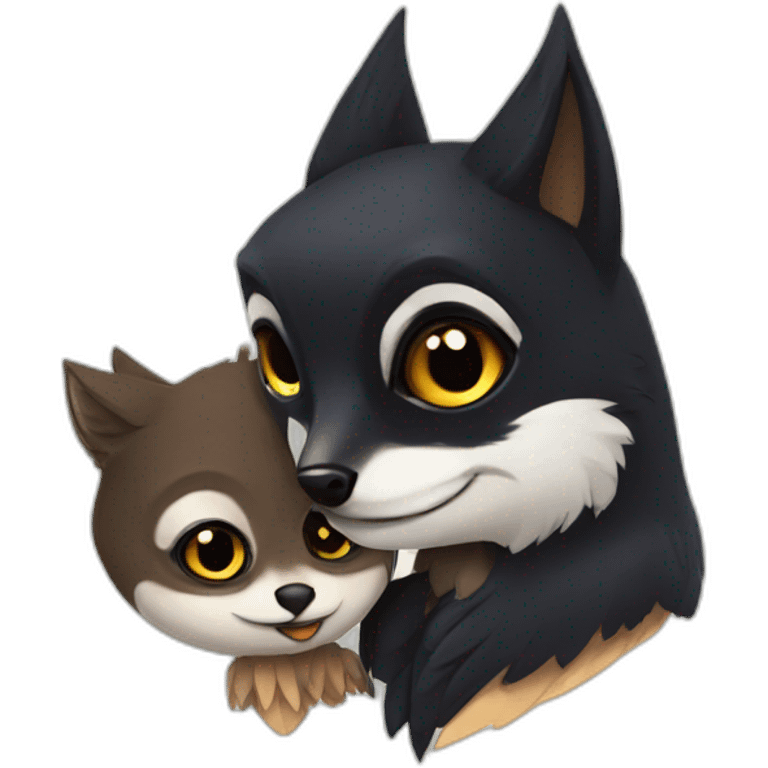 owl kissed black fox emoji