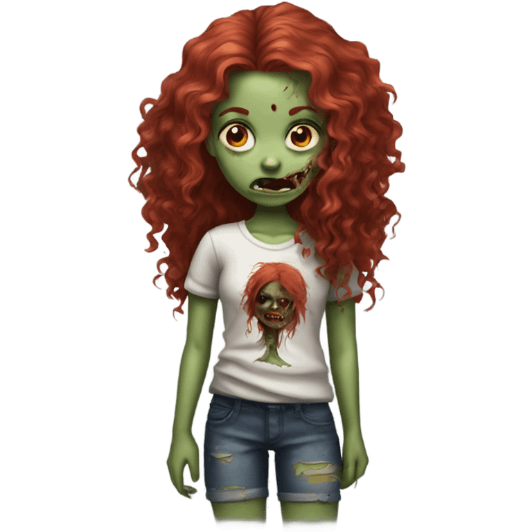 Zombie girl with long red curly hair emoji