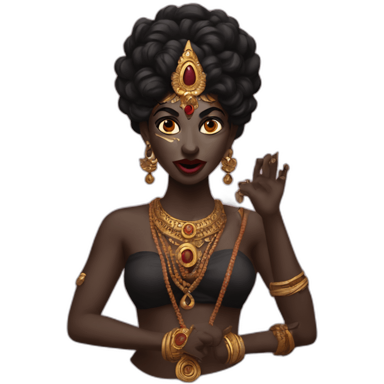 kali, Indian goddess, scary, tongue out, black skin emoji