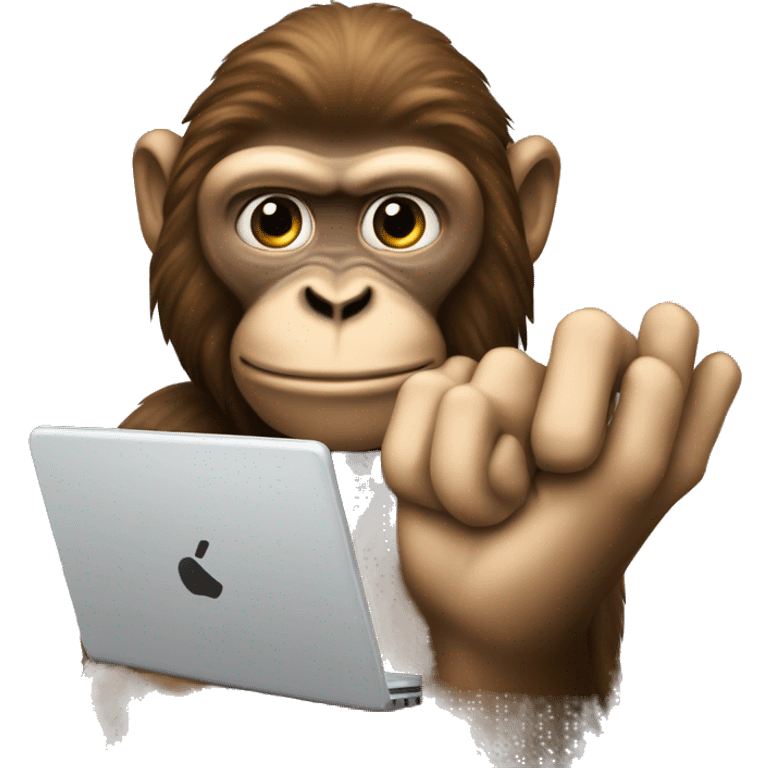 Un singe avec un ordinateur dans les mains  emoji