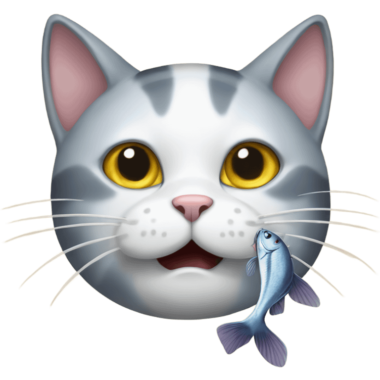 Cat eating fish emoji