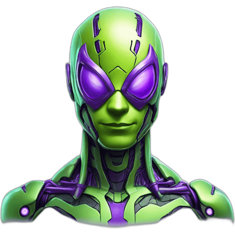 lemon-green-and-purple-neon-Robotic cyborg spiderman emoji