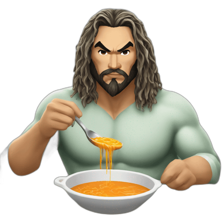 Aquaman Momoa eats soup emoji