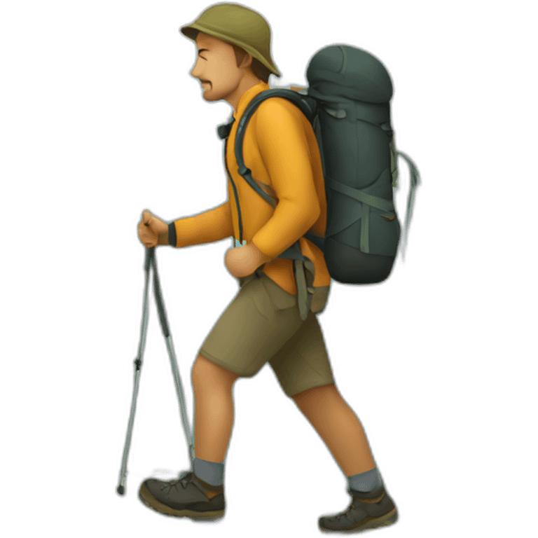 hiker walking up mountain  emoji