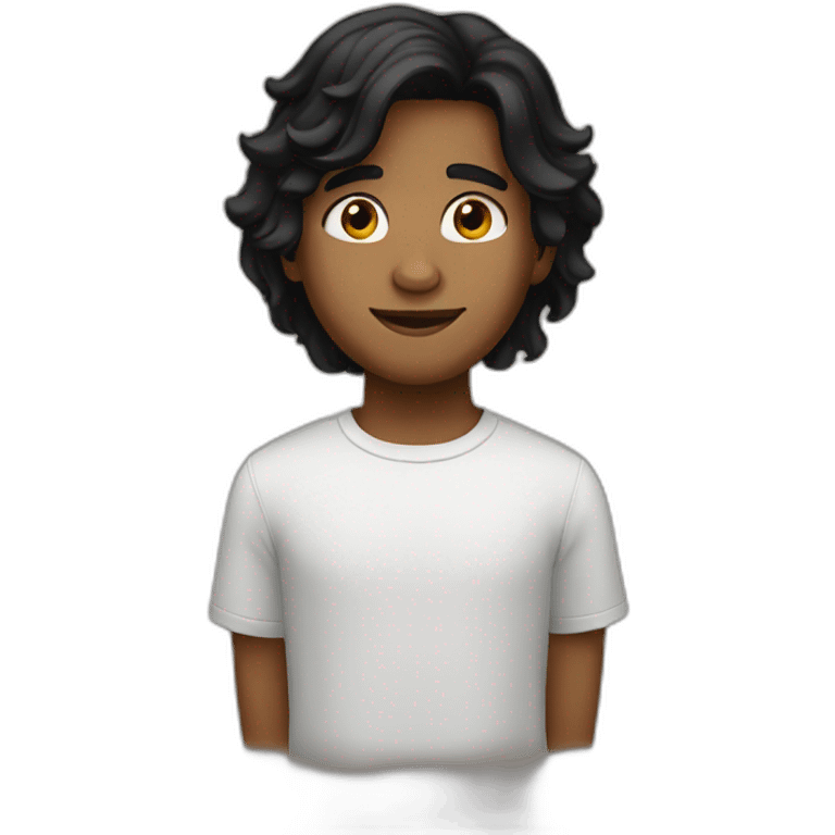 a brown boy with black long hair emoji