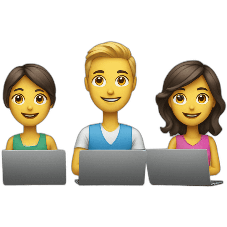 3 designers with laptops emoji