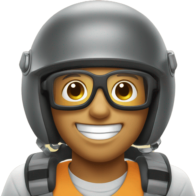 happy boy in helmet, with safet glases and earplugs emoji