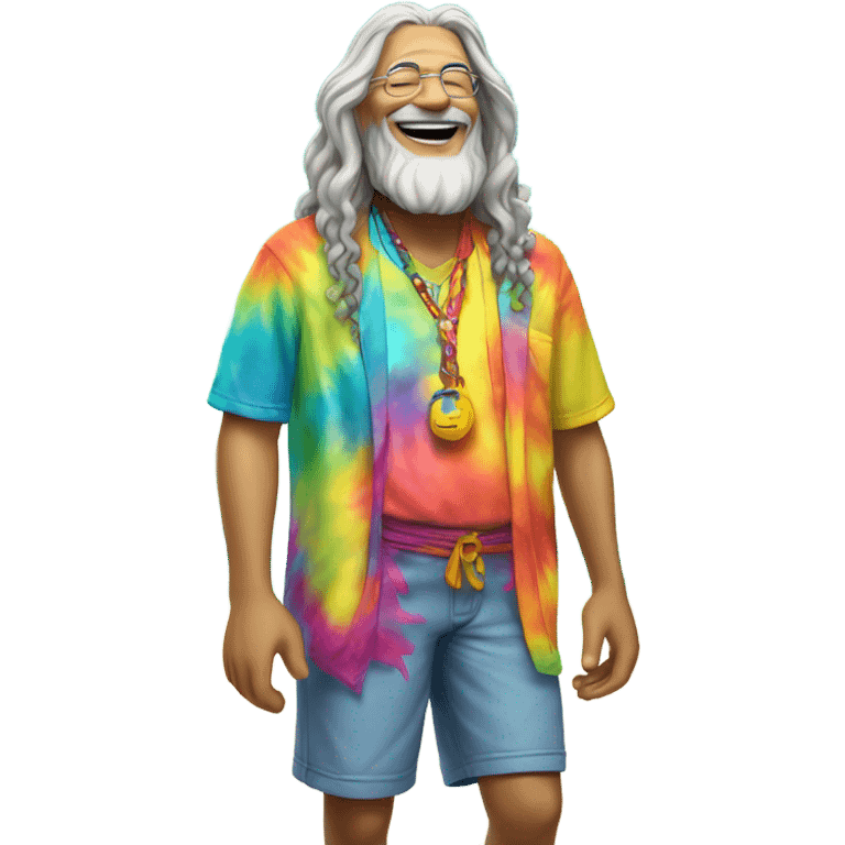 Hippy old man in tropical paradise emoji