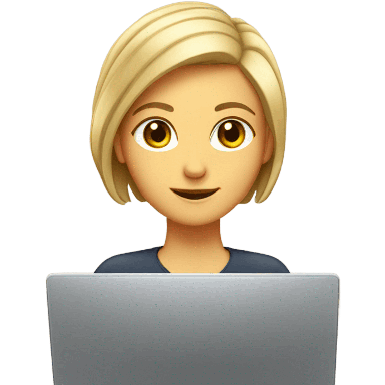 white girl on a crombook with short hair emoji