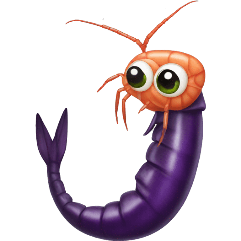 Shrimp with eggplant emoji