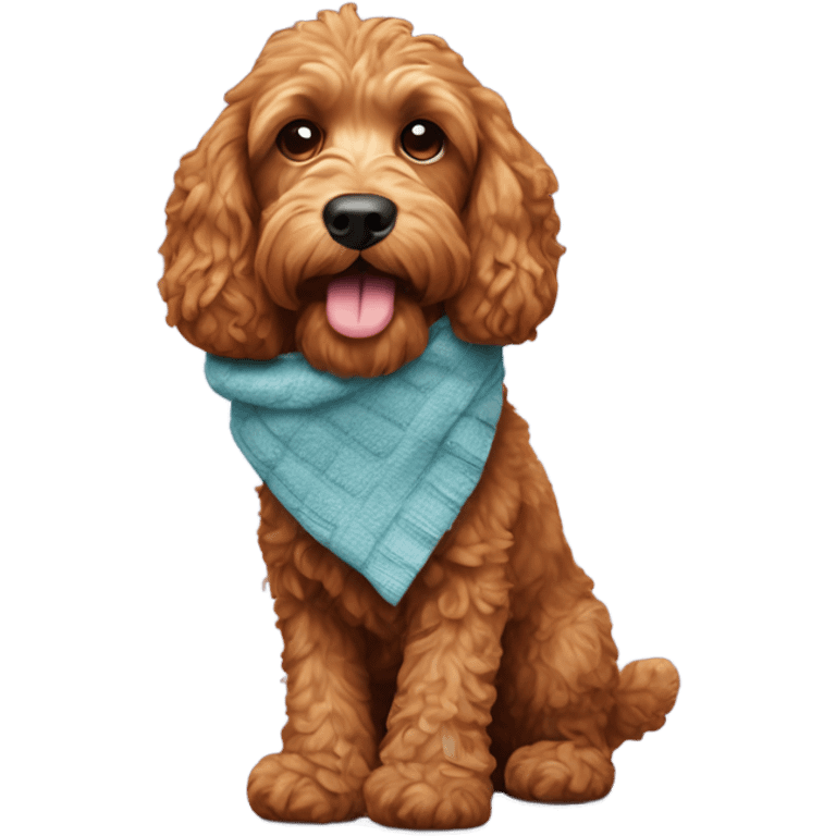 Ginger cockapoo holding a sock emoji