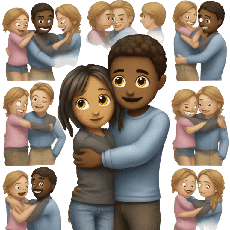 Hugging a short girl who is a boy in love with a girl emoji