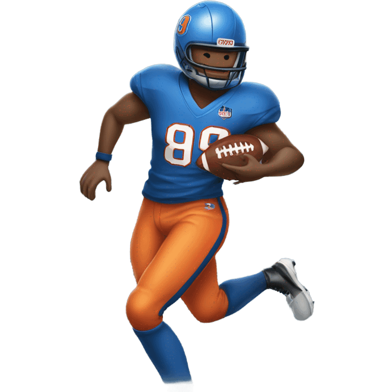 #89 catching a football wearing blue and orange emoji