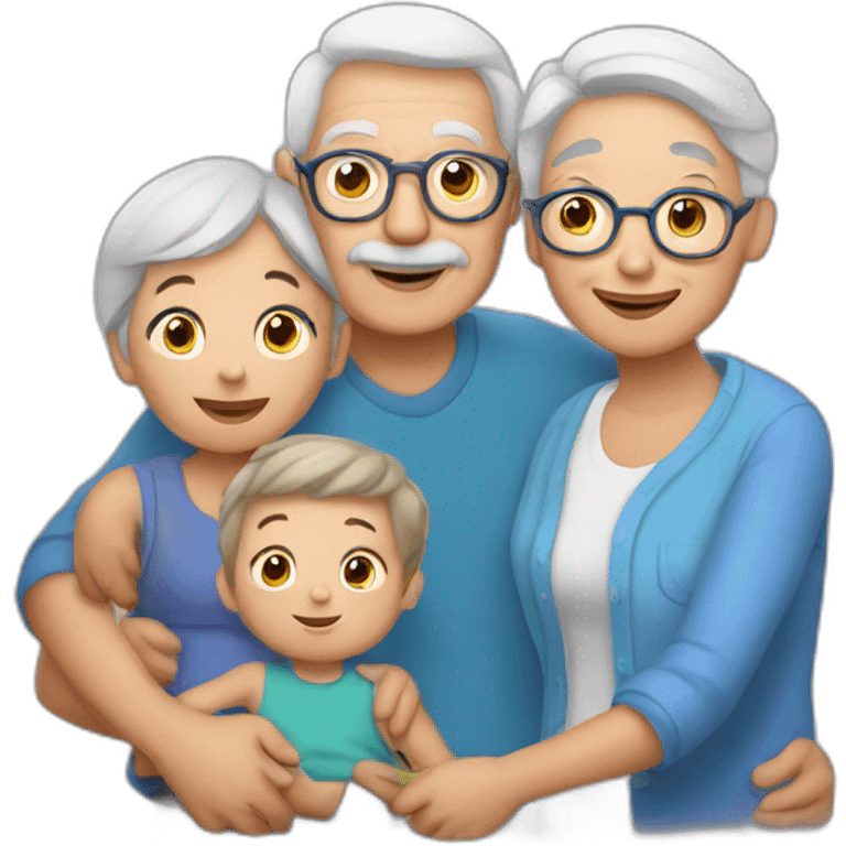 Grandma and grandpa with child grandson emoji