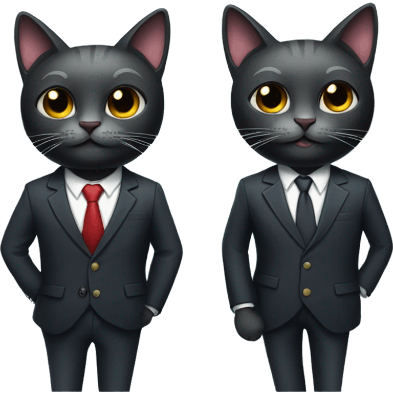 2 well dressed dark cats wearing suits and headphones emoji