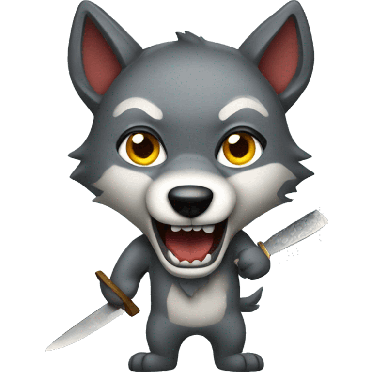 Wolf holding a knife  emoji