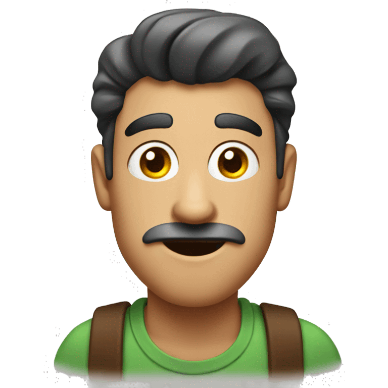 goofy looking guy with thick eyebrows holding coffee emoji