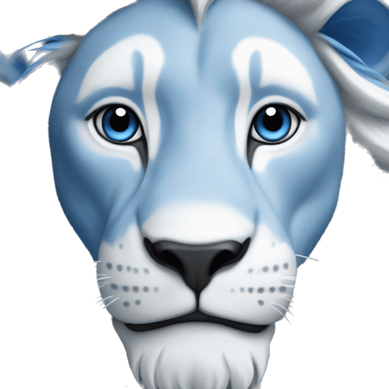 Blue and white lion emoji