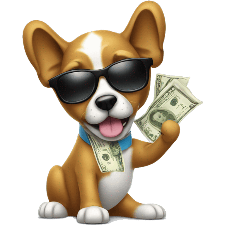 sunglasses dog counting dollar bills  emoji