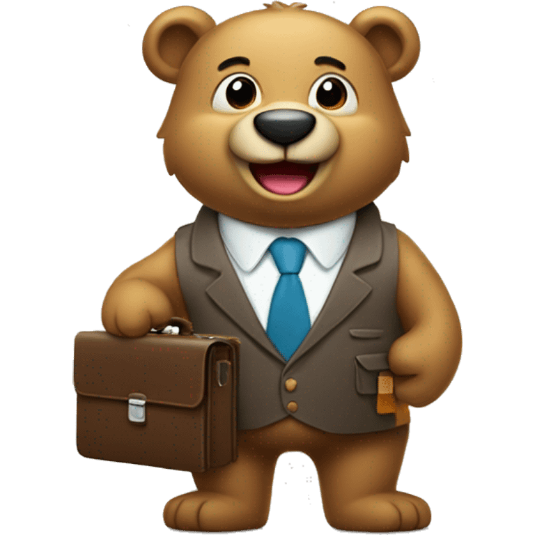 Happy Bear with briefcase and tie emoji