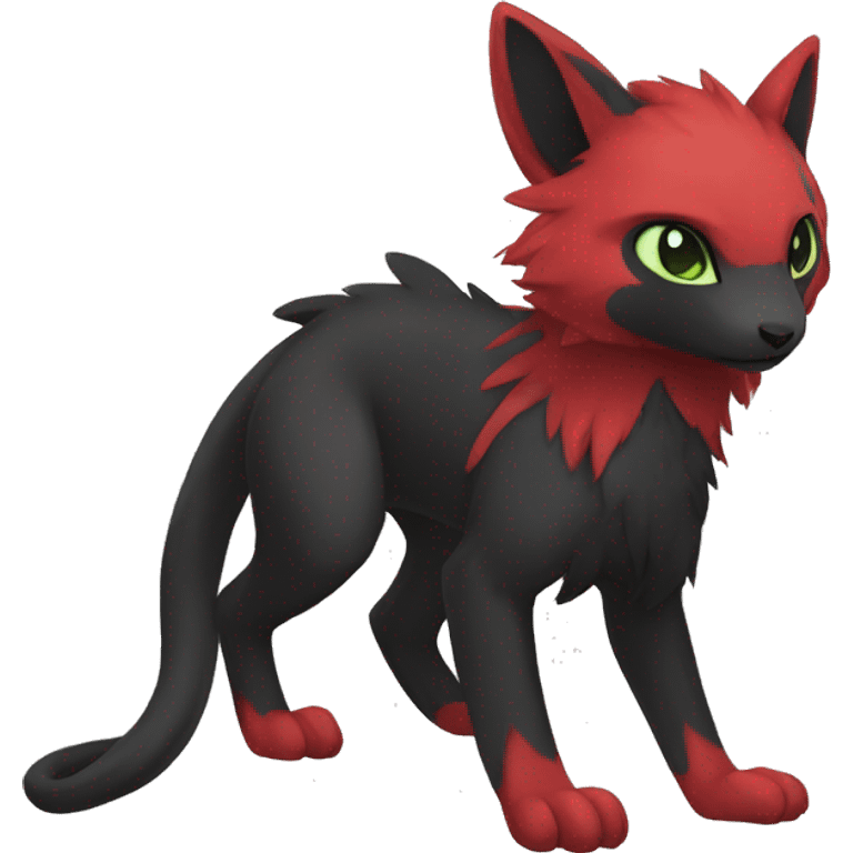 Cute cool black red animal hybrid Fakemon full body emoji