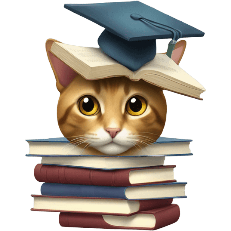 Cat with stack of books on it’s head emoji