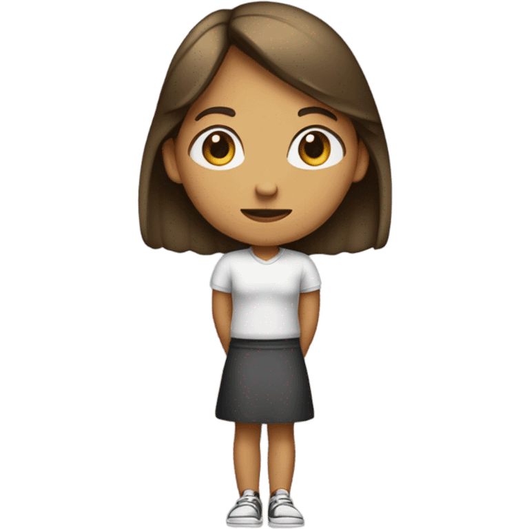 Girl awkwardly standing with hands behind her back emoji