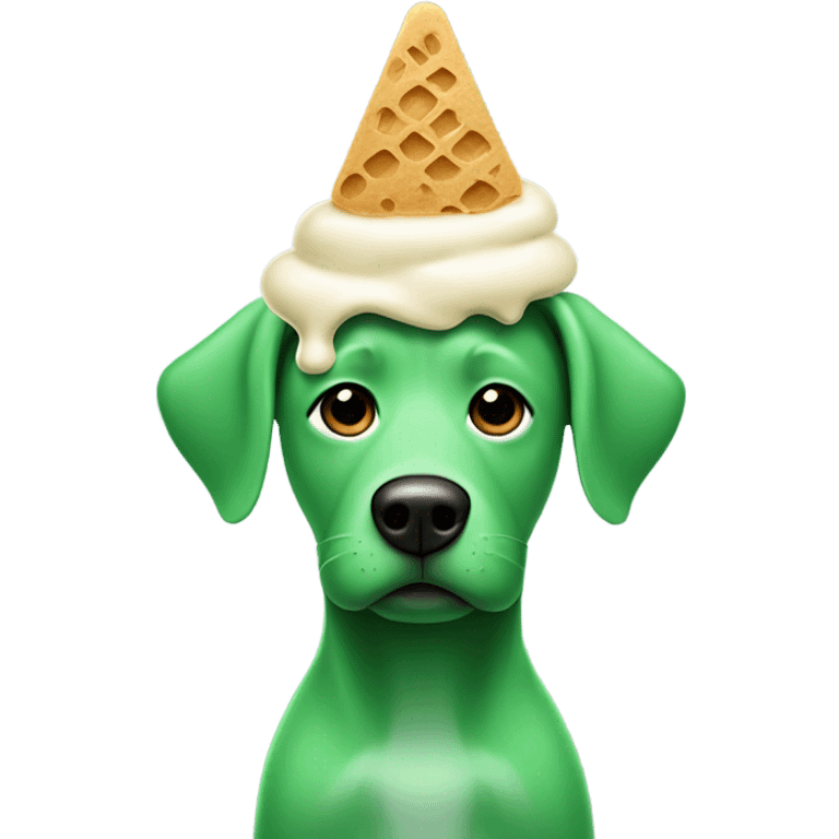 Green dog with ice cream on head emoji