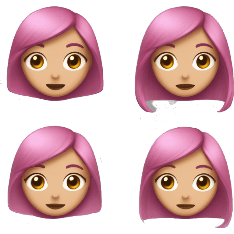 crea emotes para twich de una chica mapache de cabello castaño con hidden hair de color rosa mexicano pero no tan intenso, con dos coletas y flequillo, sus ojos son de color rosa, viste una blusa rosa pastel y una gargantilla negra emoji