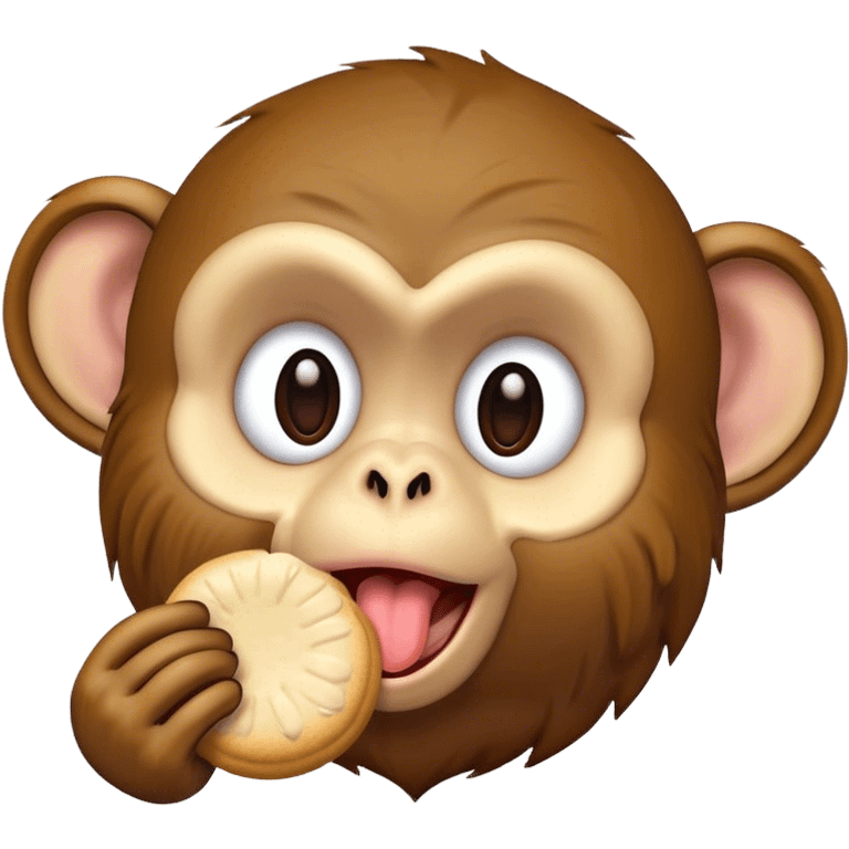 Monkey licking a white cookie emoji