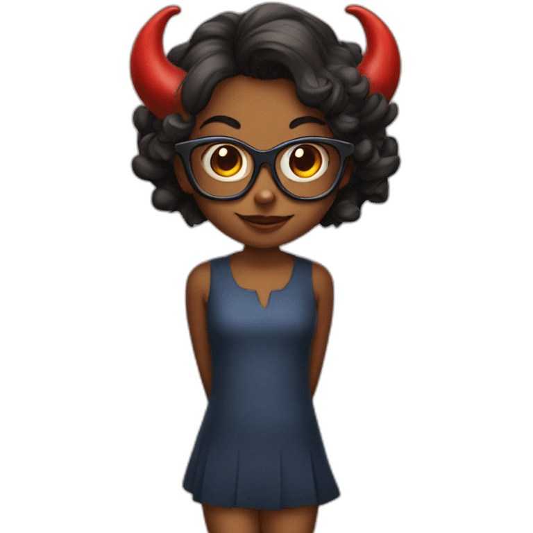 Devil young girl with glasses and horns emoji