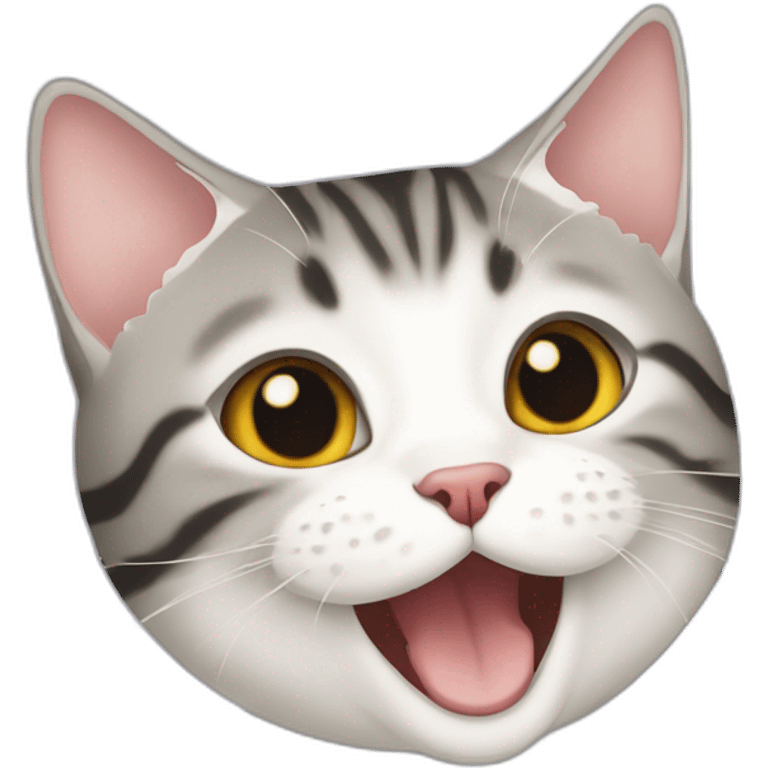 American shorthair cat with mouth open emoji