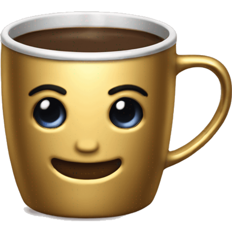 vintage Metallic Gold mug of coffe emoji