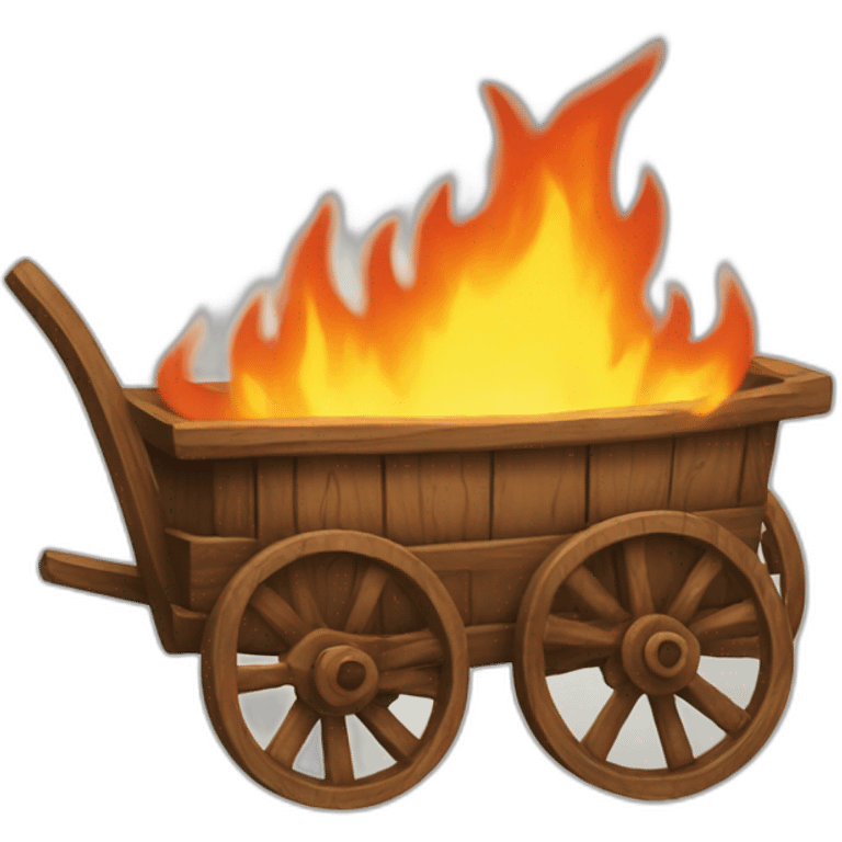 burning wooden cart emoji