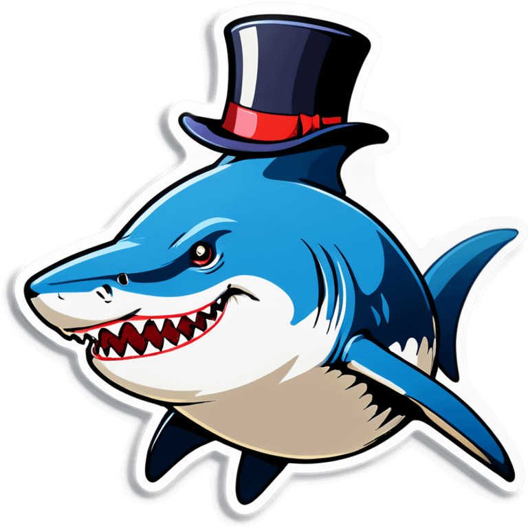 Shark with a top hat emoji