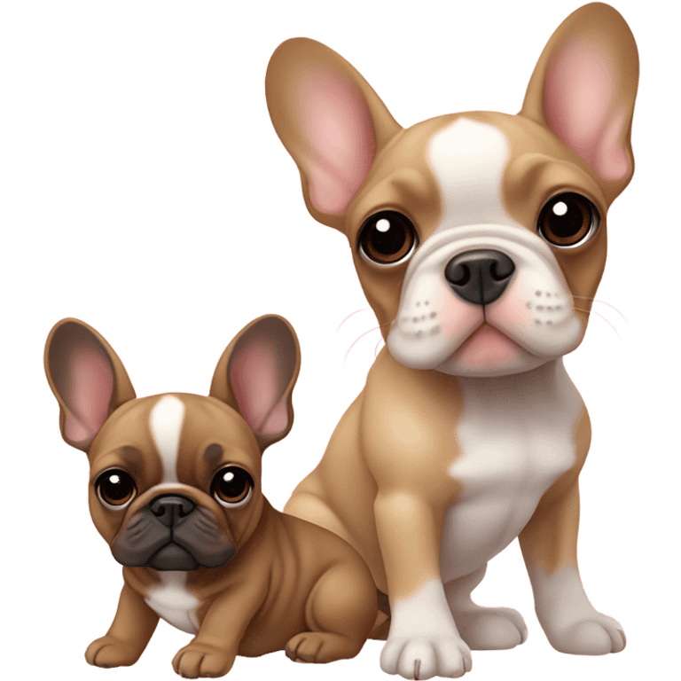 Baby brown & tan French bulldog with fawn French bulldog friends emoji