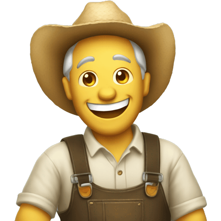 Laughing farmer with beer bottle emoji