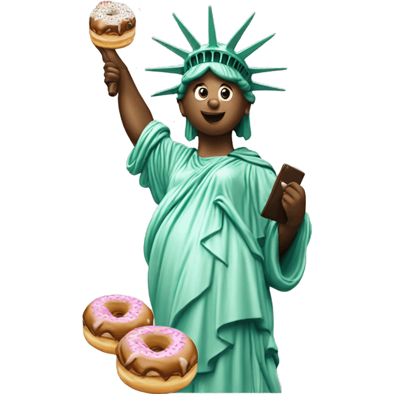 the statue of liberty is eating donuts  emoji