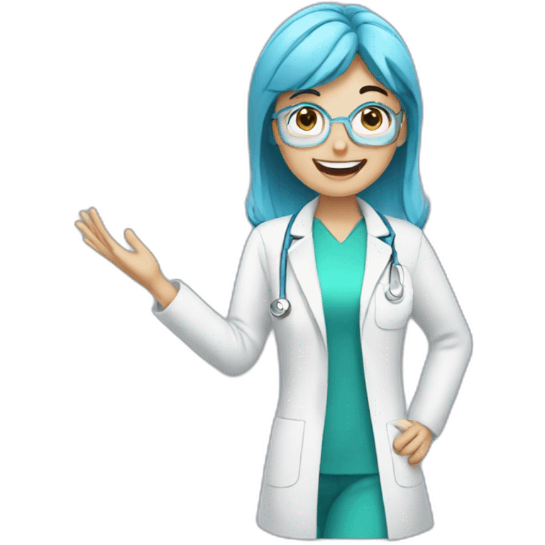 Smart dentist girl waving emoji