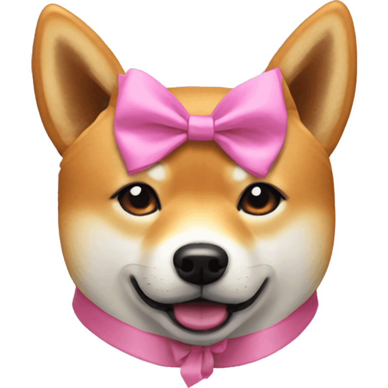 a shiba inu with a pink bow emoji