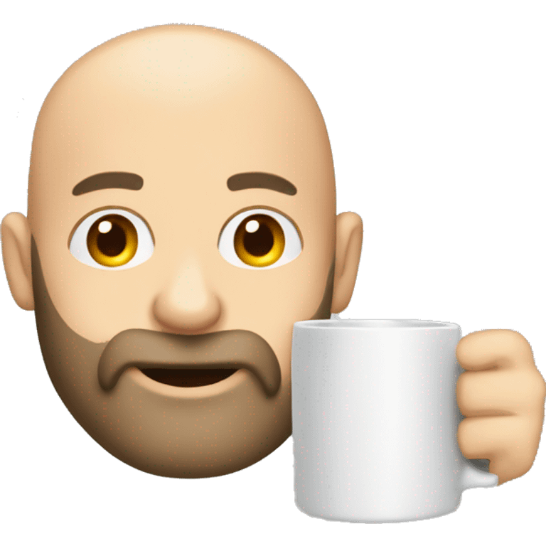 bald caucasian man with a beard chugging a mug emoji